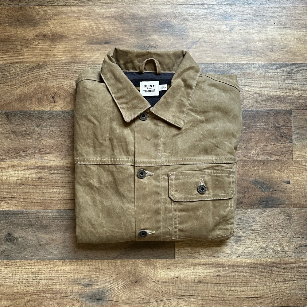 Flannel-Lined Waxed Trucker Jacket NEW